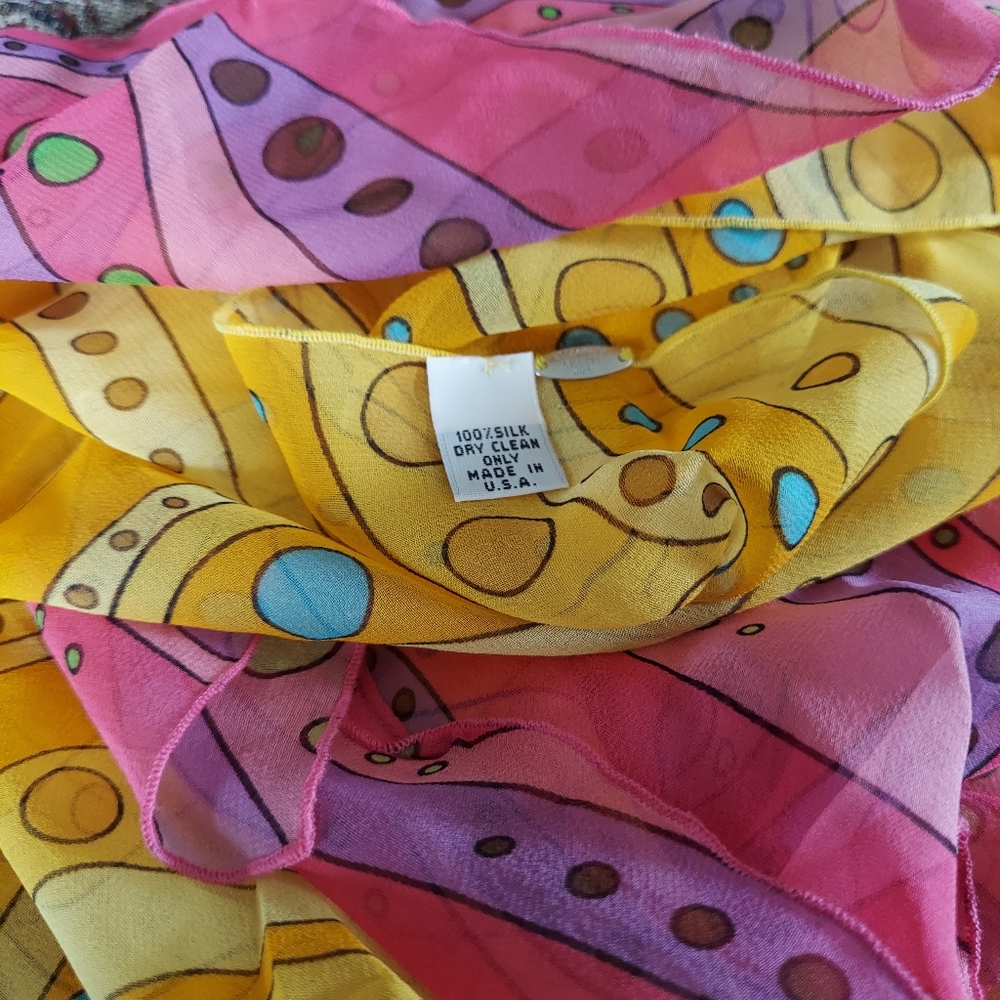 Set of 2 Elizabeth Gillett Vintage Silk Scarf